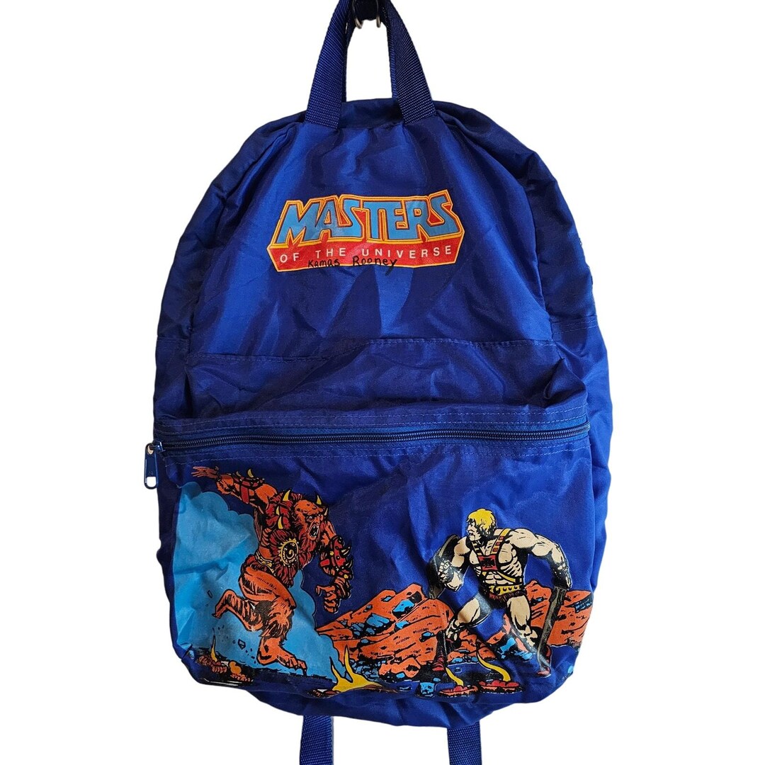 Vintage He-man Masters of the Universe Backpack 1984 Blue Mattel Beast ...