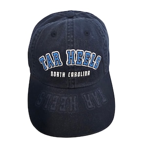 Vintage North Carolina Tar Heels Fitted Hat Cap Size 7 1/8 Blue UNC NCAA Retro afbeelding 1