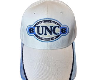 Vtg North Carolina Tar Heels Strapback Hat Cap White UNC Est 1789 NCAA Retro