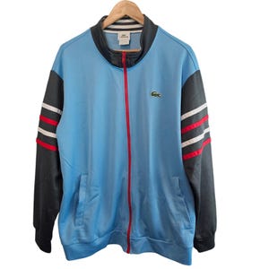 Vintage Lacoste Y2K Jacket Mens 3X Blue Striped Full Zip Retro Streetwear Skater