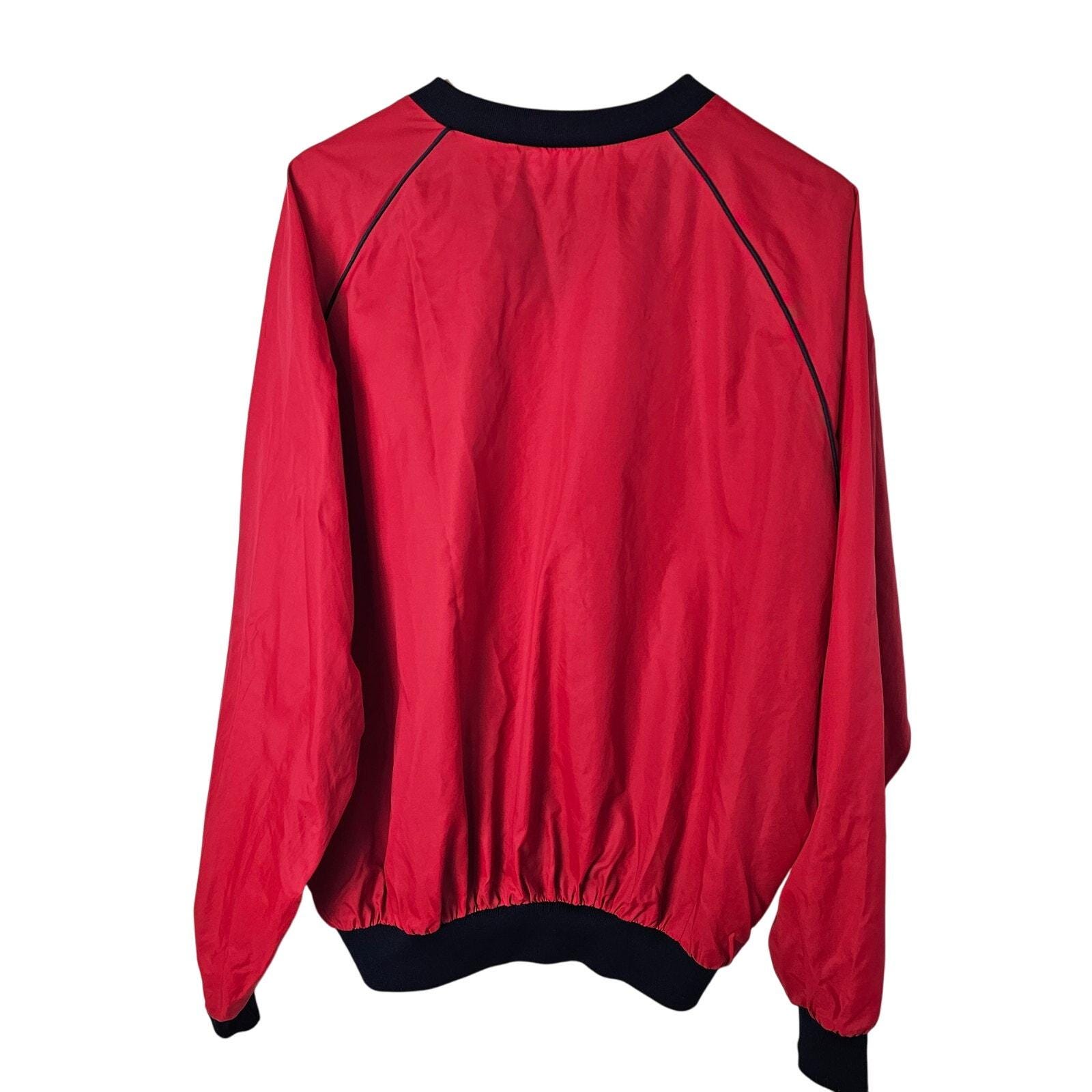 Vintage 80s Golf Windbreaker Mens XL Red V-neck St, Andrews