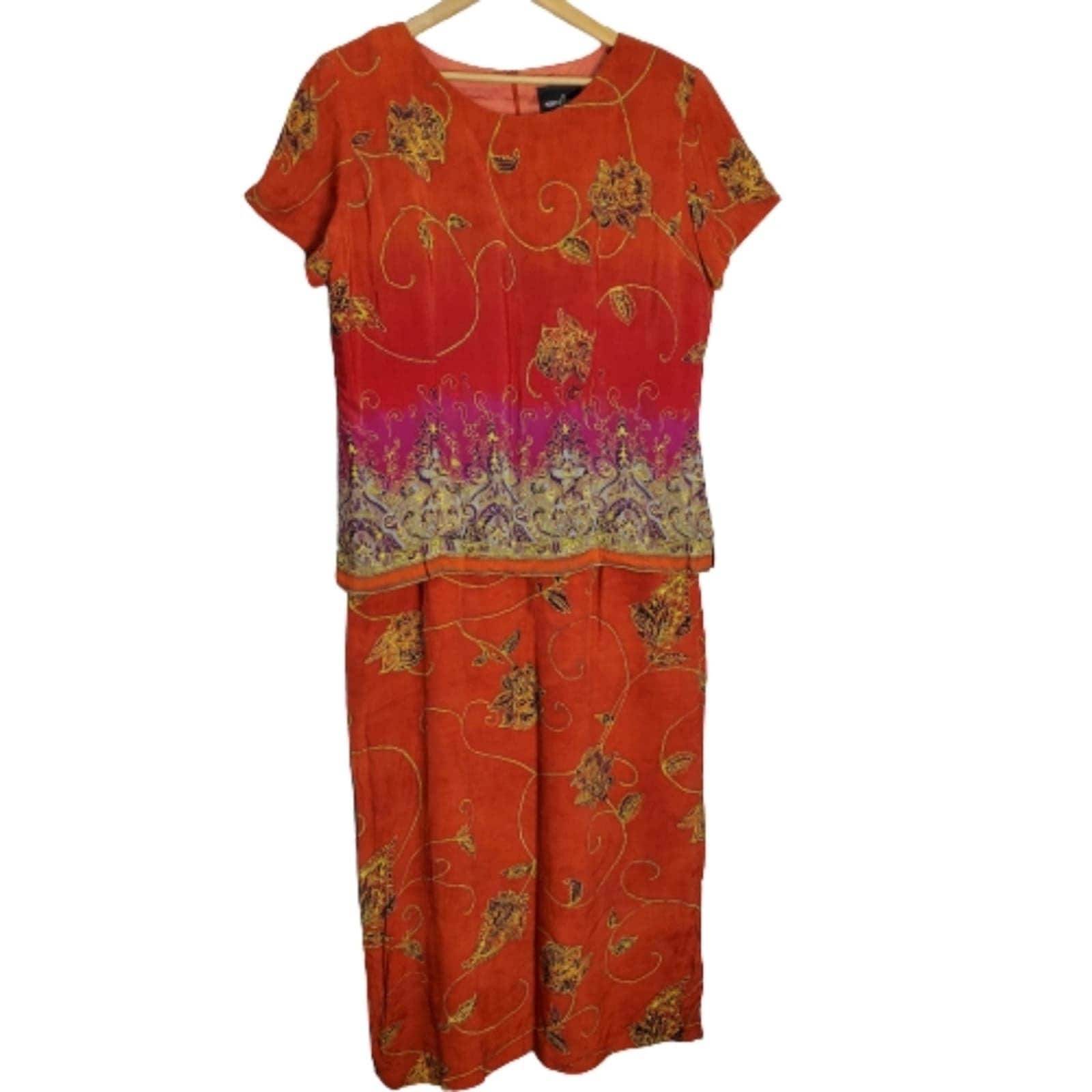 Robe Orange Positive Attitude Taille 16 - Col V Et Ouverture Dans Le Dos