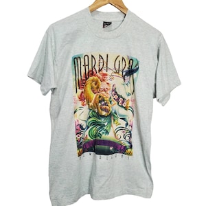 Vintage 90s Shirt Womens Large Mardi Gras New Orleans T-Shirt Gray Colorful