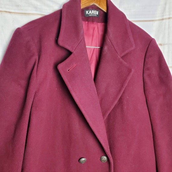 Vintage 90s Karen Made in the USA Wool Burgundy Double Breasted 
