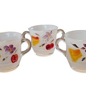 Vintage Bartlett Collins Hand Painted Gay Fad Glass Fruit Creamer Set of 3 MCM