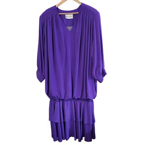 4x purple dress Womens Plus Size Square Neck Midi Dress with Pockets Purple / 4X