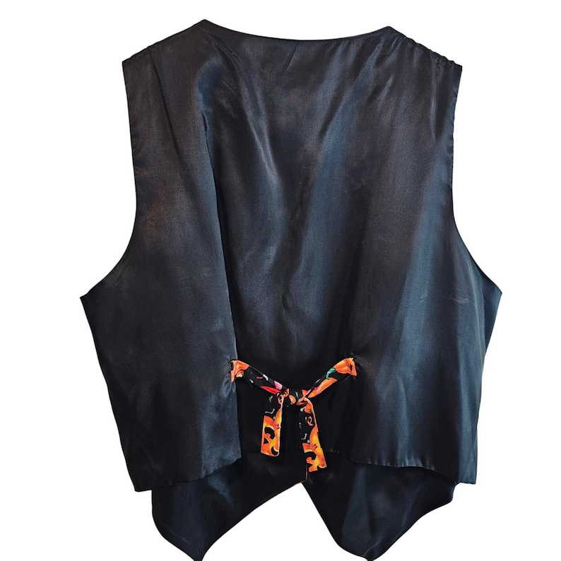 Vintage Halloween Vest Womens 1X Black Pumpkins 90s Whimsygoth Fall Party Retro afbeelding 2