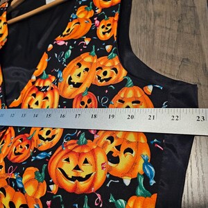 Vintage Halloween Vest Womens 1X Black Pumpkins 90s Whimsygoth Fall Party Retro afbeelding 8