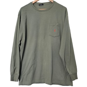 Vintage Polo Ralph Lauren Mens Large Shirt Green Long Sleeve Embroidered 90&#39;s