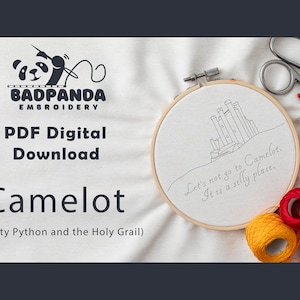 Camelot Silly Place Embroidery Pattern PDF - Digital Download Template for Modern Hand Embroidery - Monty Python Holy Grail Funny Quote