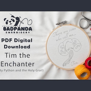 Tim The Enchanter Embroidery Pattern PDF - Digital Download Template for Modern Hand Embroidery - Monty Python Holy Grail Call Me Tim