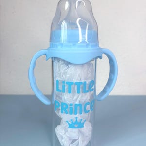 8oz glass adult bottle - removable sippy handles and straw insert - little prince