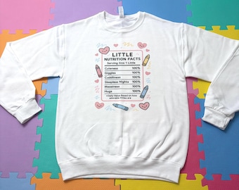 Sudadera unisex para adultos, color blanco. Información nutricional: CGL, DDGL, ABDL.