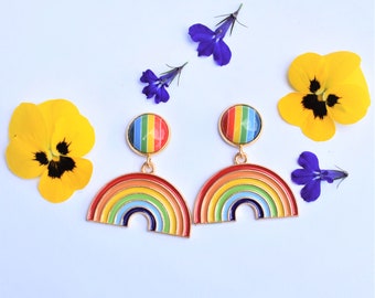 Bright and Happy Rainbow Dangle Earrings