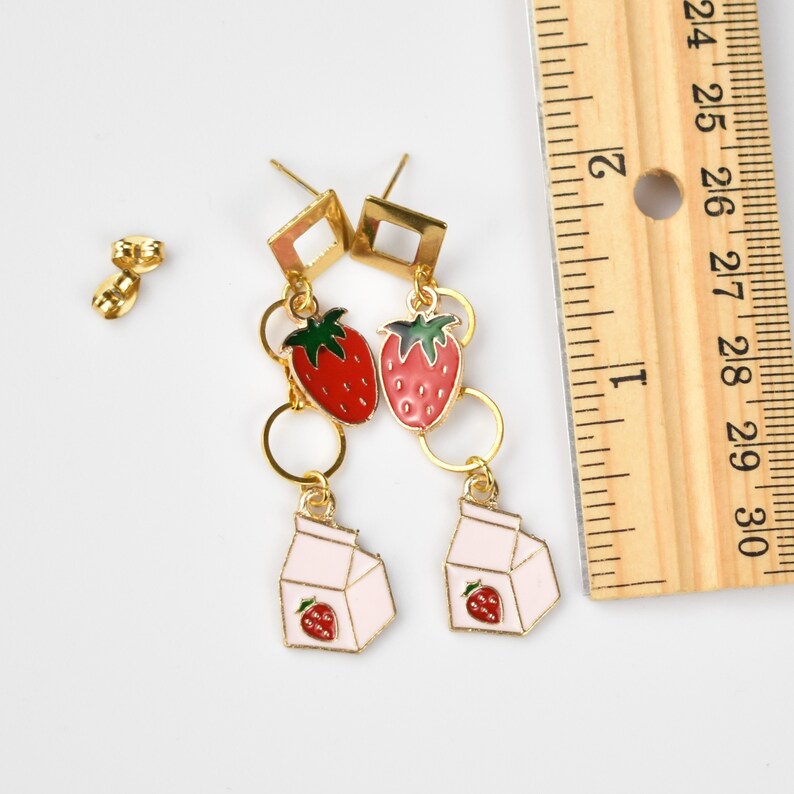 Delicious Strawberry Milk Earrings Etsy