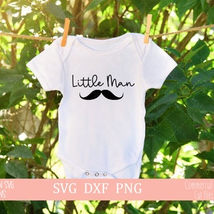Kleiner Mann SVG, Schnurrbart SVG, Baby Oneise SVG für Cricut und Silhouette, Newborn Onesie SVG, Baby SVG, png, dxf direkter Download