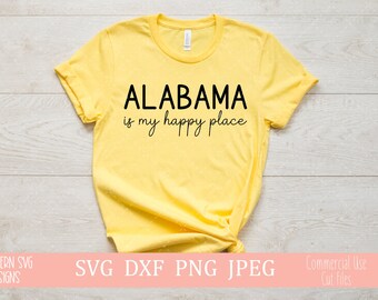 Alabama es mi lugar feliz svg-Alabama estado svg-Alabama estado dxf-My Happy Place SVG-TShirt SVG