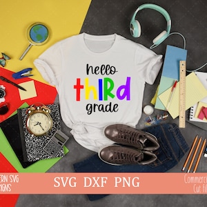 Hallo derde klas svg ~ Eerste schooldag SVG ~ School SVG ~ Terug naar school SVG ~ Digitaal cutbestand ~ svg, png, dxf ~ Instant Download