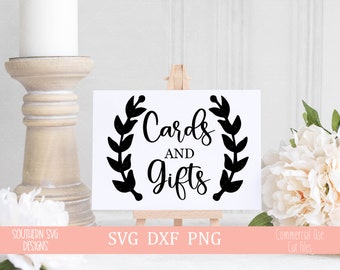 Cards & Gifts with Leaves SVG, Wedding svg, Reception SVG, Wedding SVG, Instant Download, Silhouette Cut File, Cut File, svg, png, dxf