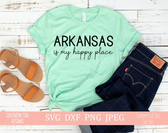 Arkansas es mi lugar feliz svg-Arkansas estado svg-Arkansas estado dxf-My Happy Place SVG-TShirt SVG