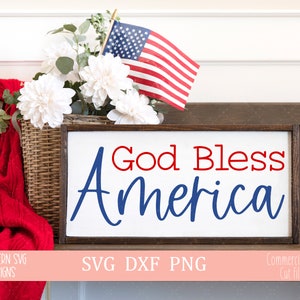 神よアメリカを祝福してください SVG ~ 独立記念日 SVG ~ シルエット SVG ~ Cricut SVG ~ 愛国的な SVG ~ svg、png、dxf、jpeg ~ 愛国的な SVG