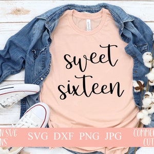 Sweet Sixteen svg~Sweet 16 svg~Birthday SVG file~SVG~Digital Cut file~ svg, png, dxf~Instant Download