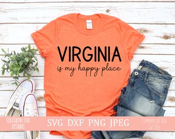 Virginia es mi lugar feliz svg-Virginia estado svg-Virginia estado dxf-My Happy Place SVG-TShirt SVG