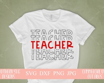 Profesor apilado svg-Teacher svg-Back to School SVG archivo-SVG-SVG-Digital Cut file, png, dxf-Instant Download