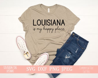Louisiana es mi lugar feliz svg-Louisiana estado svg-Louisiana estado dxf-My Happy Place SVG-TShirt SVG