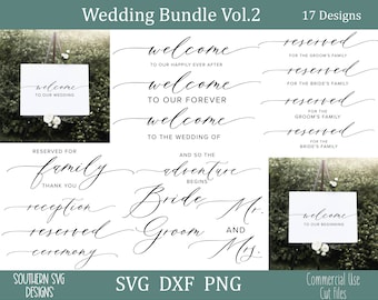 Wedding Bridal Party Bundle #2, 17 svg designs, Wedding Reception, Wedding SVG, Instant Download, Silhouette Cut File, svg, png, dxf