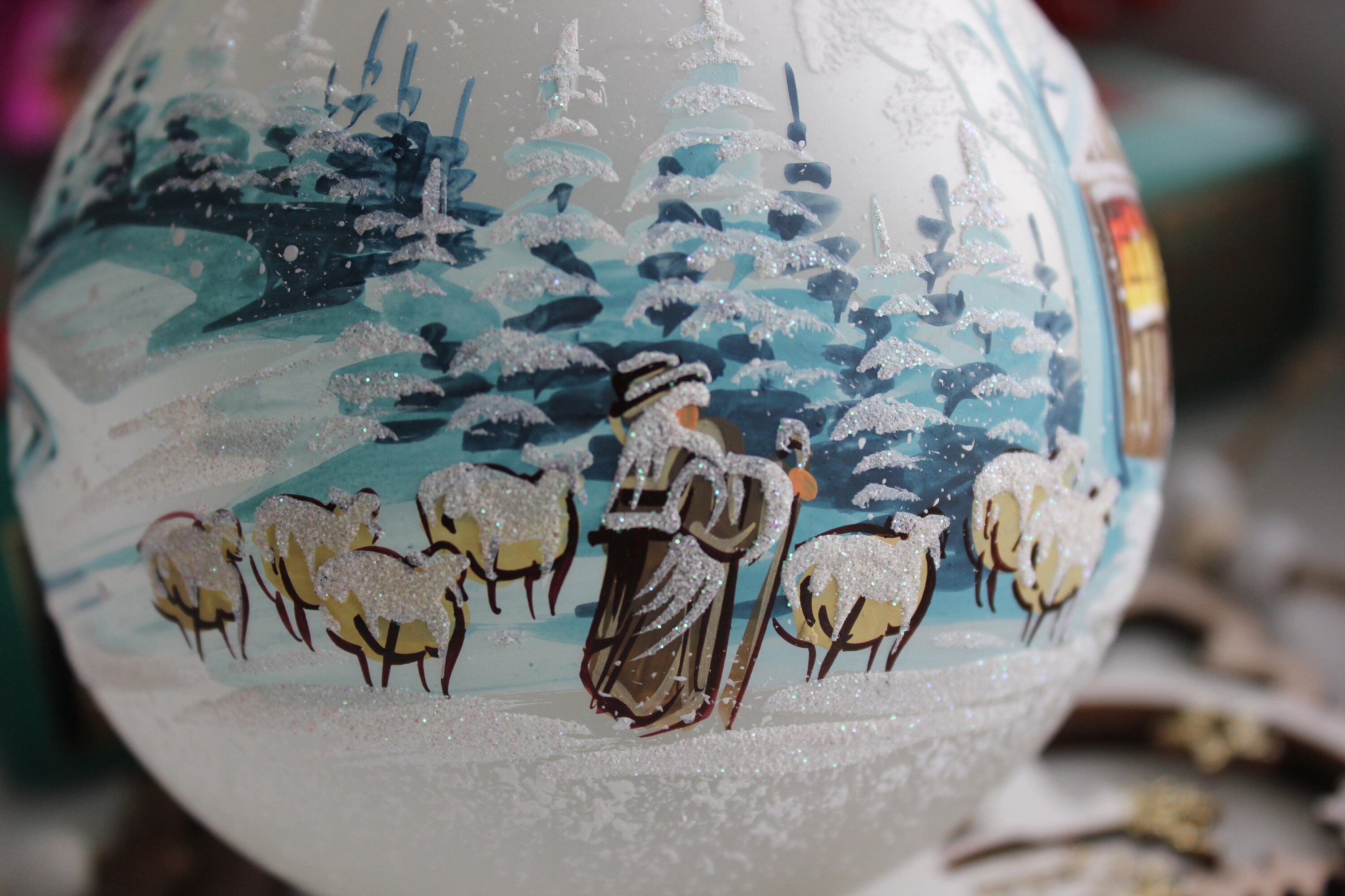 Nativity scene Mouth blown and hand painted glass bauble Etsy