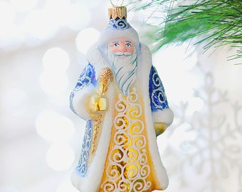 Mouth blown hand painted glass figurine with Transparent frosty decoration Christmas ornament Snow Maiden