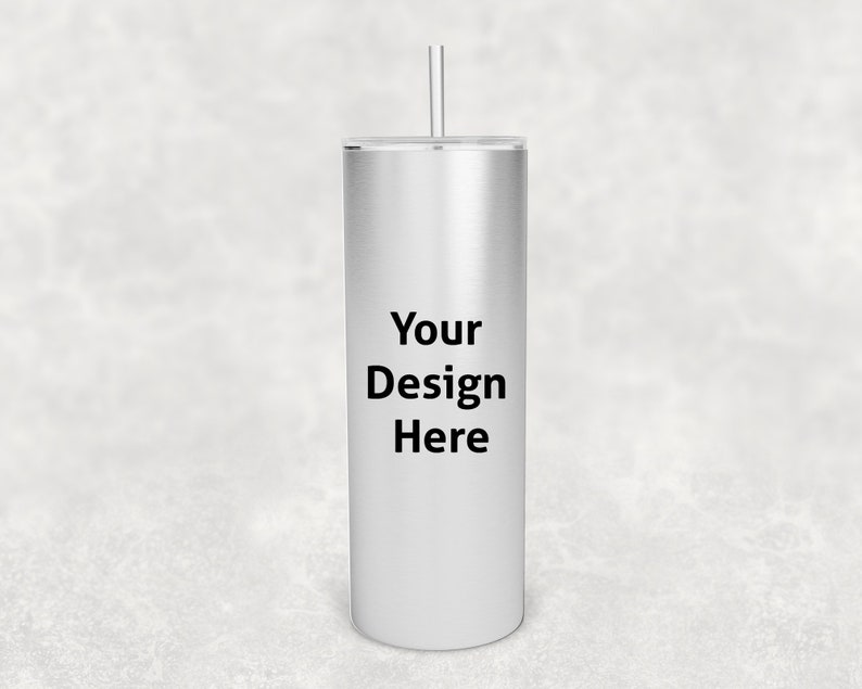 Custom 20oz Straight Tumbler, Plastic Lid, Straw and Rubber Bottom image 1