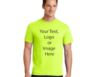 High Visibility Performance Custom Short Sleeve Shirts, Your Logo, Design or Text, Safety Neon Yellow Custom Shirt