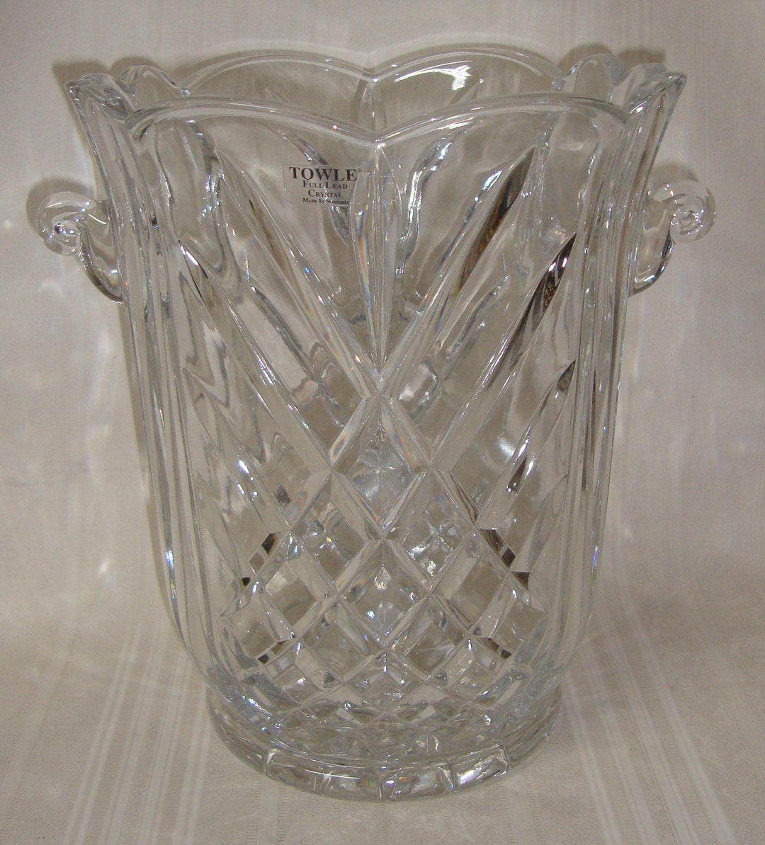 TOWLE Crystal Vase Ice Bucket Full Lead Crystal Made in Slovakia Etsy