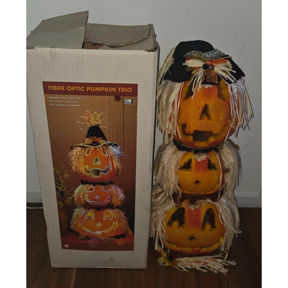 pumpkin様 2004 Gemmy 3 FT Tall Pumpkin Fiber Optic Trio Electronic W/box - Etsy