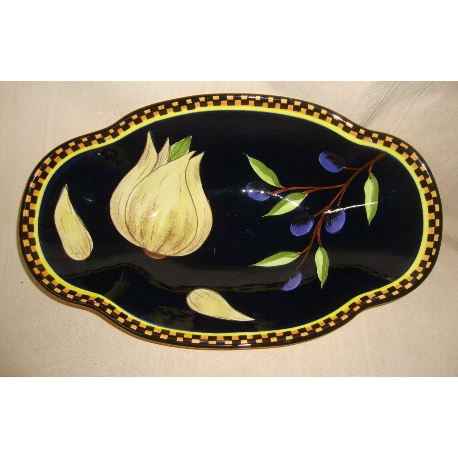 Gates Ware by Laurie Gates Garlic and Olives Oval Serving Bowl Etsy