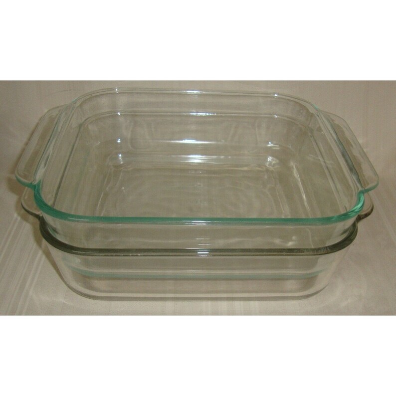 Pyrex 2222 Pyrex Clear Glass Pyrex 222-R & 222 With Lid 2 Qt Lot of 2 Baking Dish ...