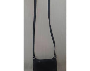 Vintage Small Coach Black Leather Crossbody Bag Pocketbook Handbag