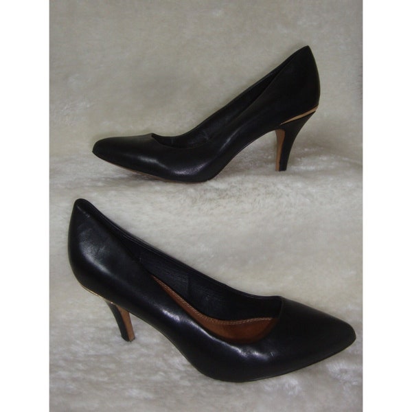 ALDO Black Leather Pointed Toe High Heels Women’s Size 7.5 M