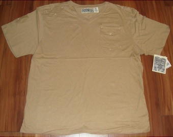 Camiseta de manga corta con cuello en V de BLUE GEAR 100 % algodón para hombre, talla 5X, con bolsillo delantero NUEVO