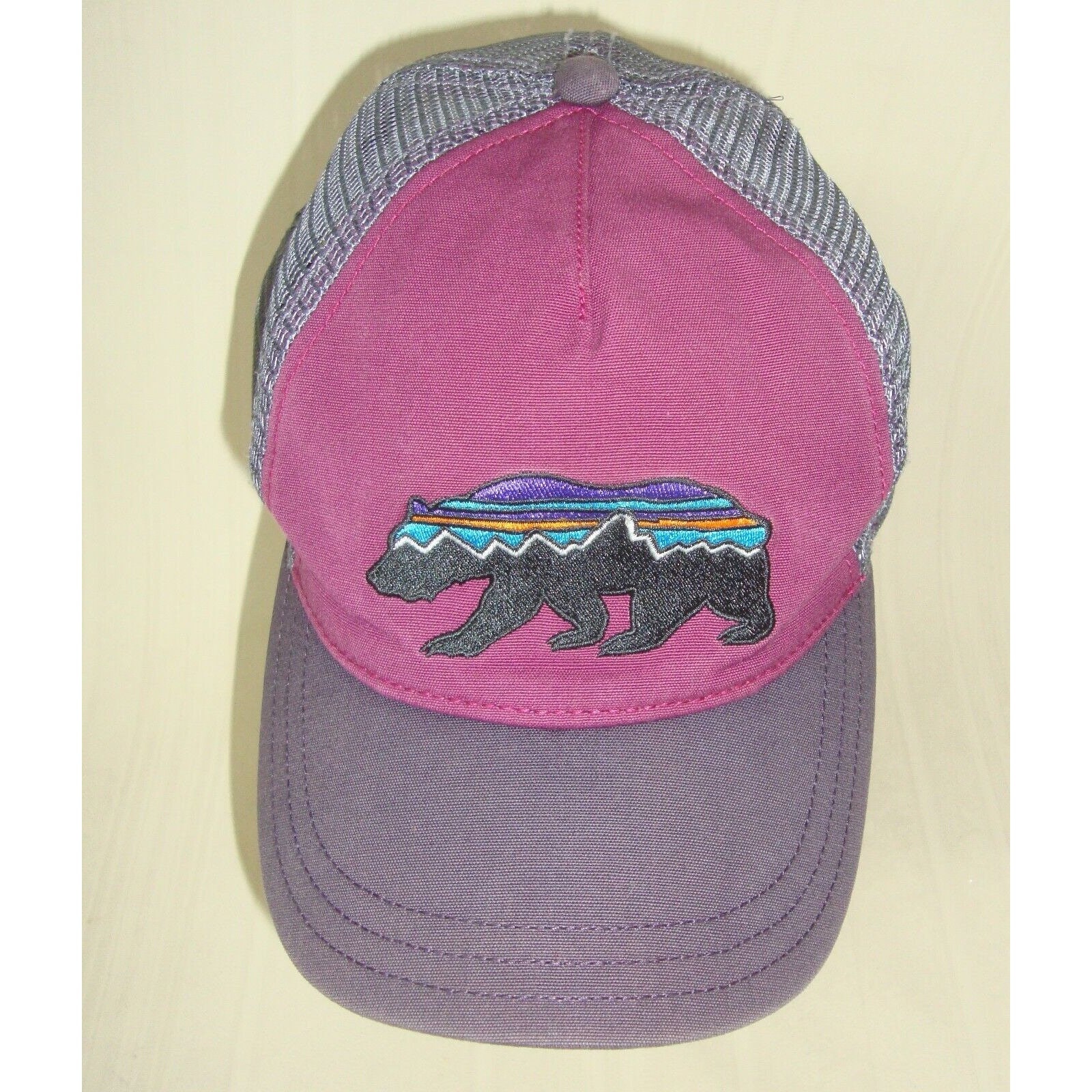 Patagonia Fitz Roy Bear Trucker Hat Purple Mesh One Size Discontinued 