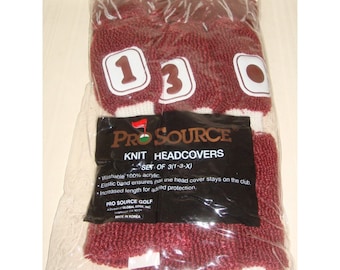 Pro Source Knit Golf Club Head Covers Set of 3 with number  1-3-0  NEW