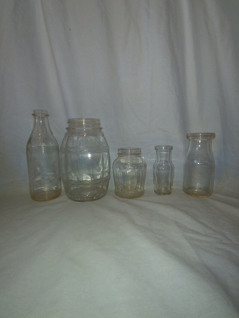5 Clear Glass Condiment Bottles Etsy