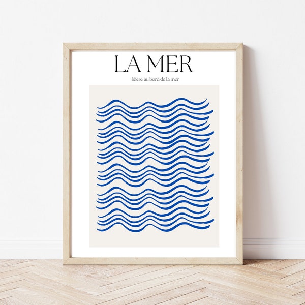 La Mer Print, french contemporary print, kitchen print, ocean, blue,  modern design, home decor trend,popular prints, french sea