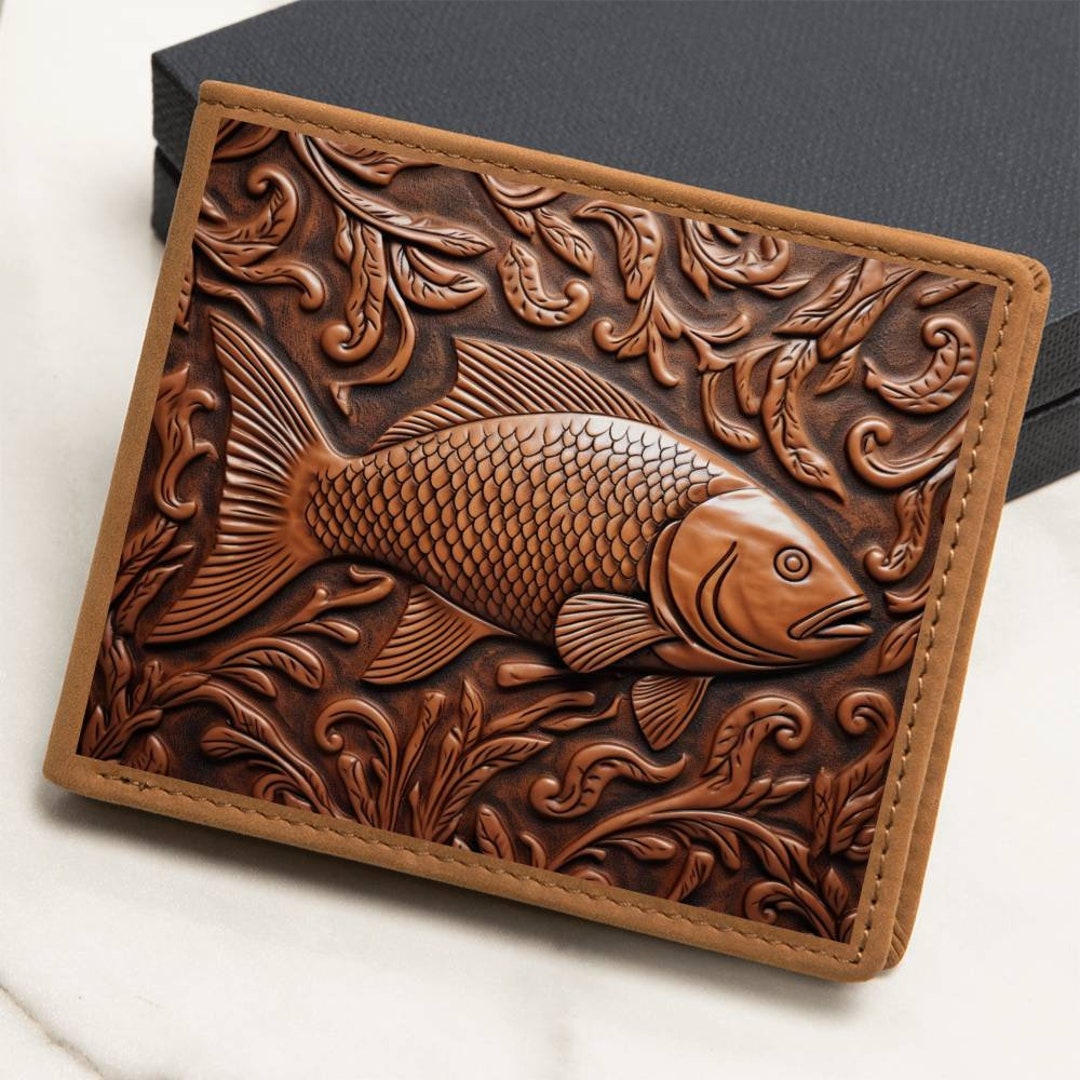 Fish Leather Tooled Emboss Graphic, Leather Wallet - Etsy