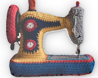 Sewing Machine Crocheted, Plush Shaped Pillow