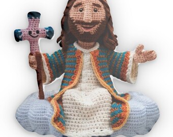 Jesus Christ Is Risen Crochet Doll | Plush Christian Gift | Jesus Cloud Colorful | Shaped Pillow