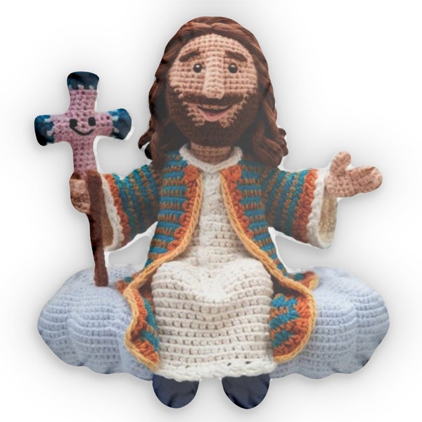 Jesus Christ Is Risen Crochet Doll | Plush Christian Gift | Jesus Cloud Colorful | Shaped Pillow