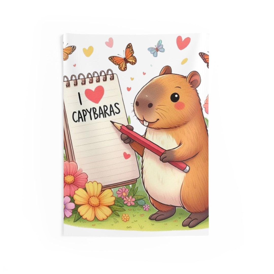 Capybara Holding Pencil and Notepad With I Love Capybaras, Cute Rodent ...